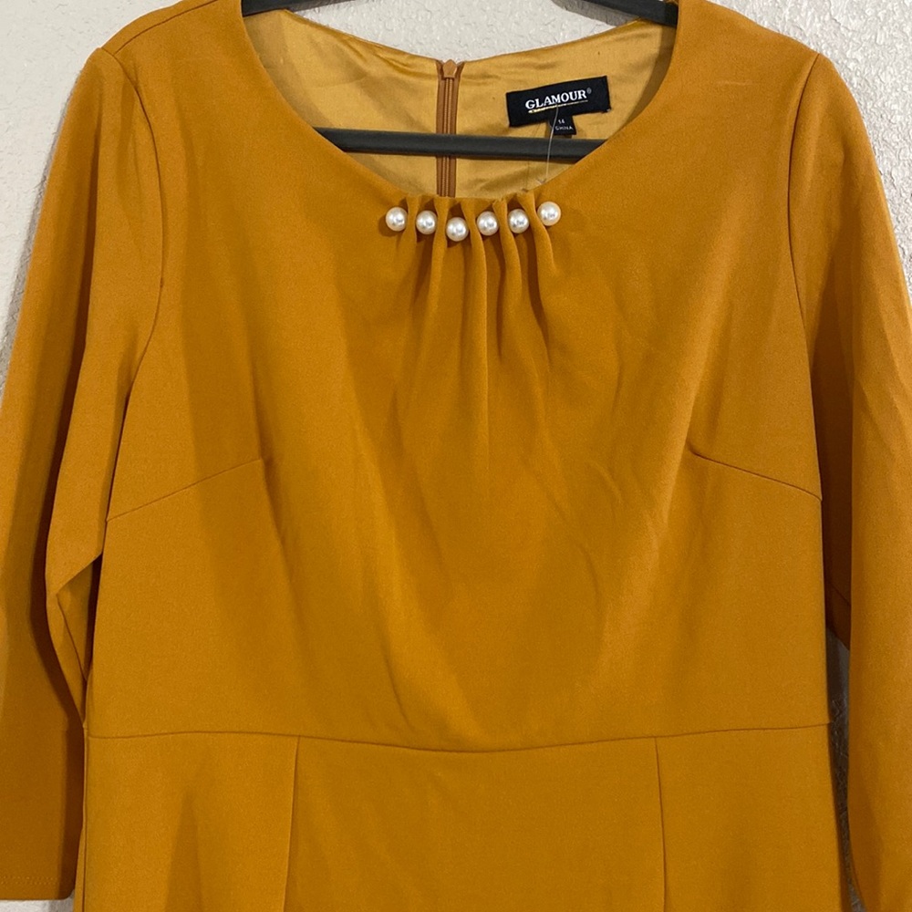 NWT Glamour Dress for women size 14 color mustard